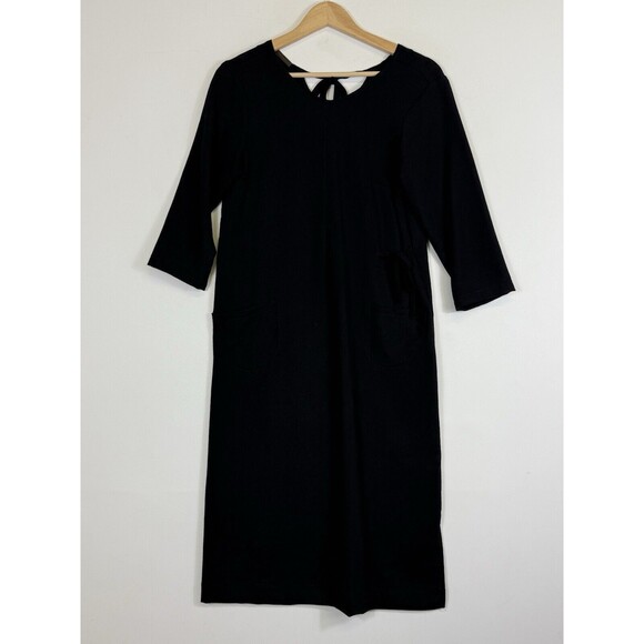 Modaspia Black Side Tie Long Sleeve Wool Cocktail Sheath Dress Women's Small - Picture 1 of 7